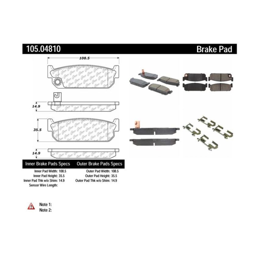 CENTRIC PARTS 105.04810 Posi Quiet Ceramic Brake Pads with Shims and Hardware