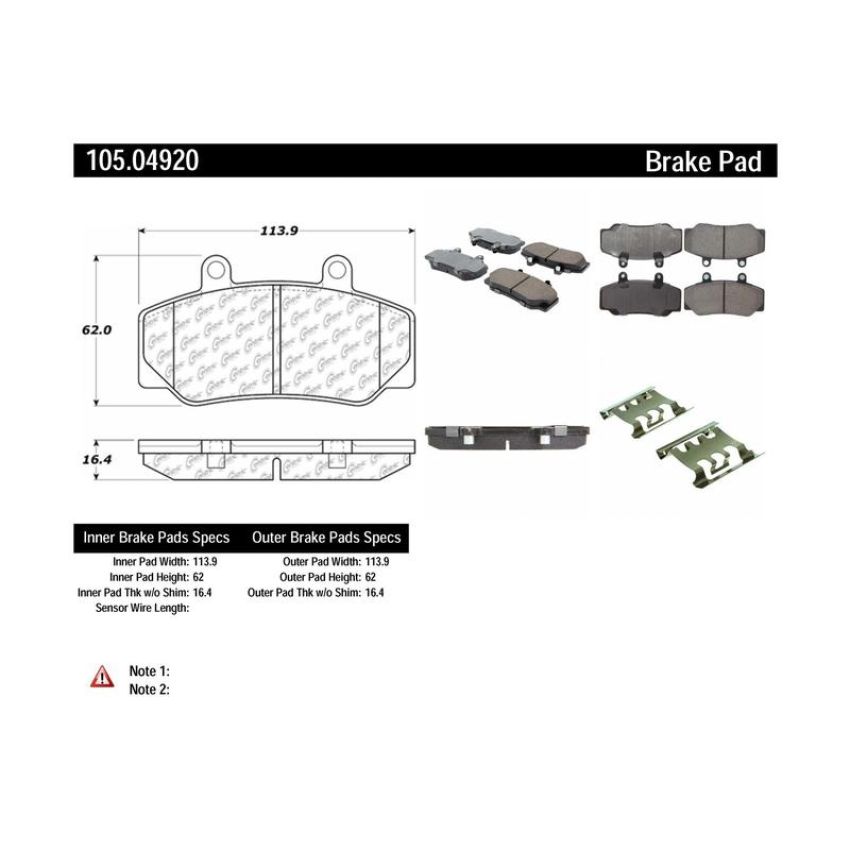 CENTRIC PARTS 105.04920 Posi Quiet Ceramic Brake Pads with Shims and Hardware