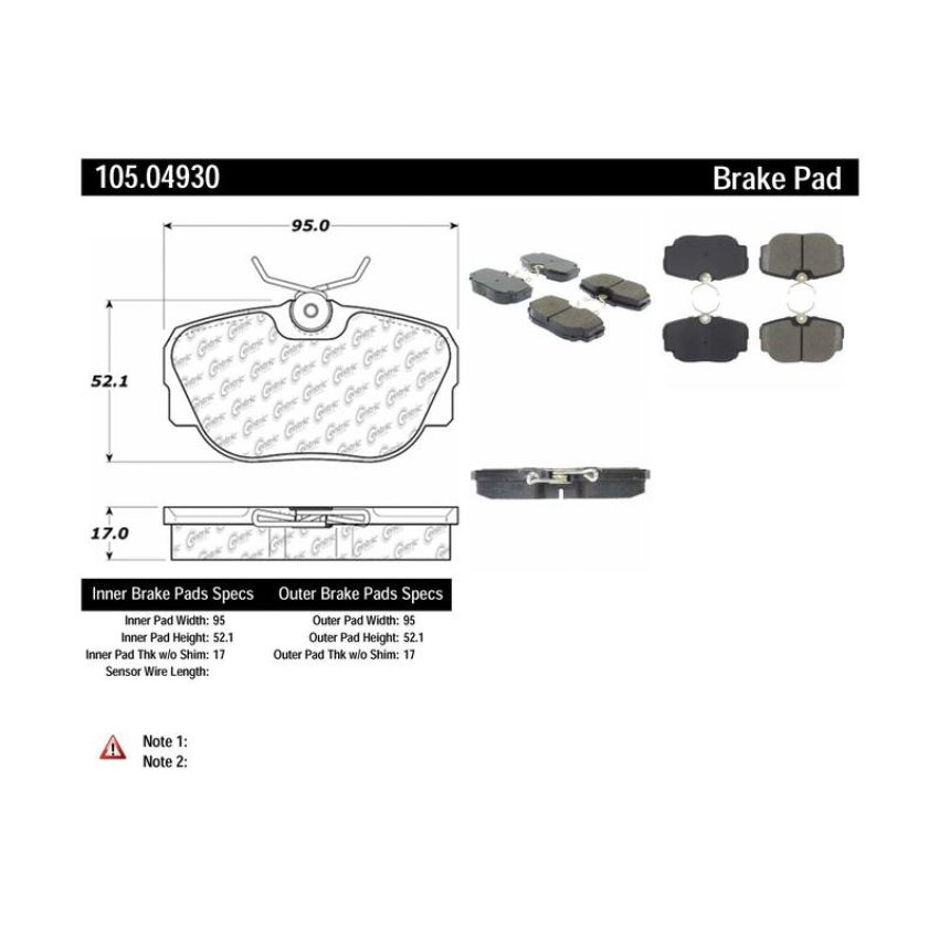 CENTRIC PARTS 105.04930 Posi Quiet Ceramic Brake Pads with Shims