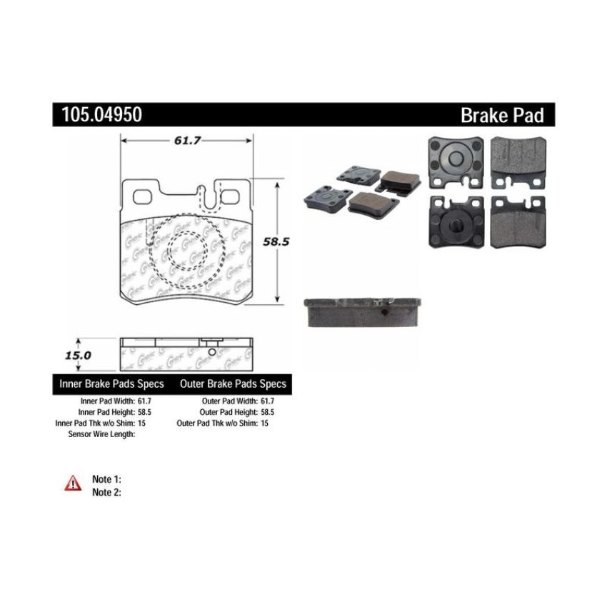 CENTRIC PARTS 105.04950 Posi Quiet Ceramic Brake Pads with Shims