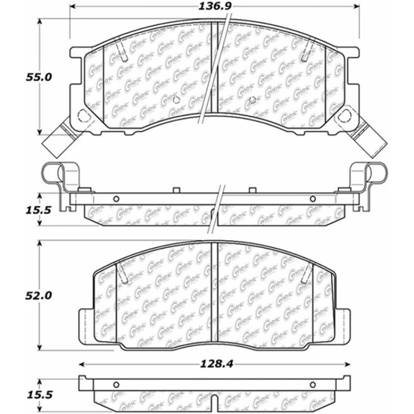 CENTRIC PARTS 105.05000 Posi Quiet Ceramic Brake Pads with Shims and Hardware