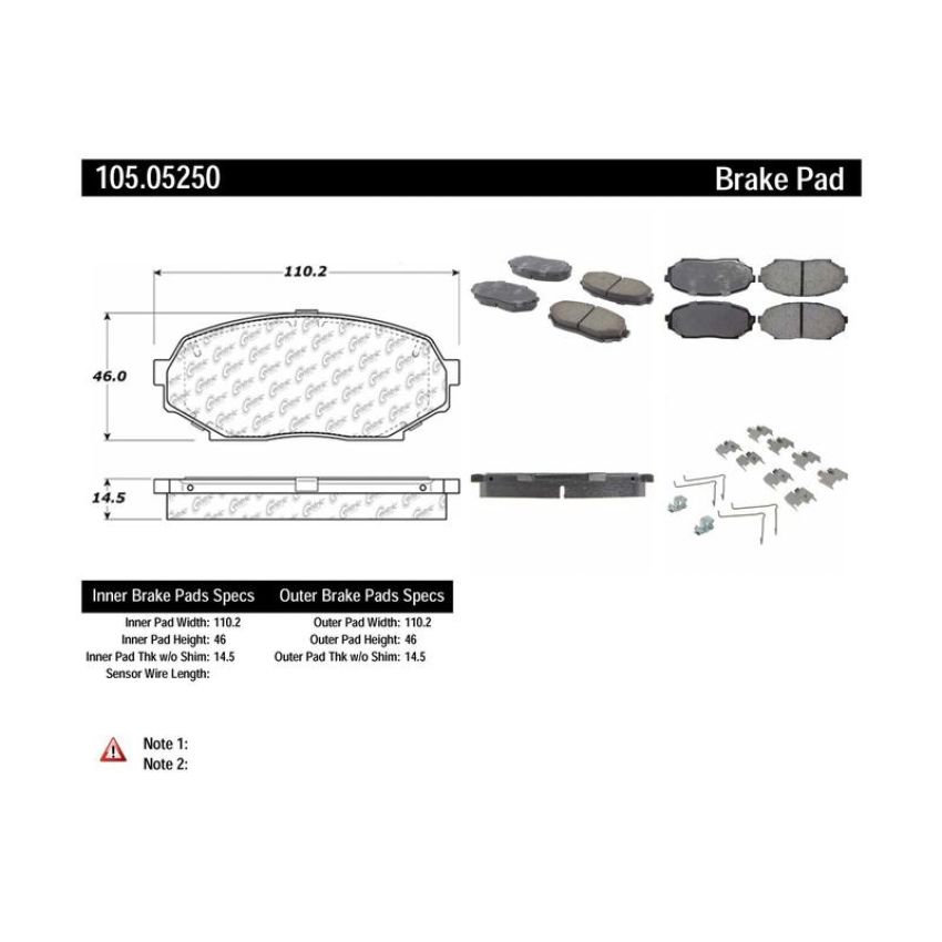 CENTRIC PARTS 105.05250 Posi Quiet Ceramic Brake Pads with Shims and Hardware