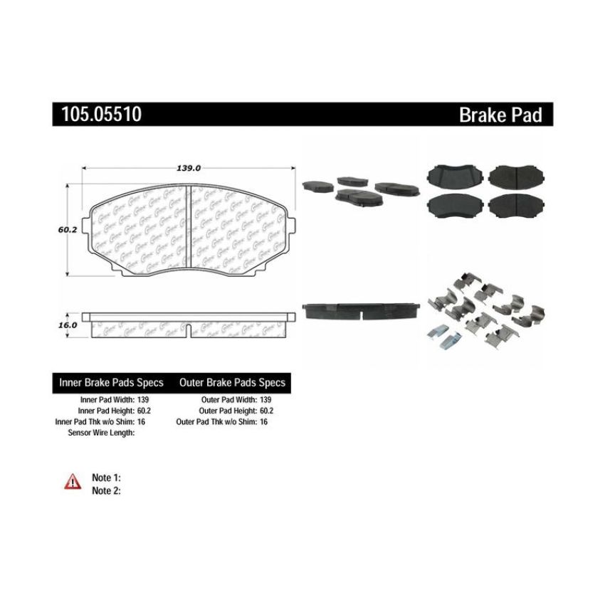 CENTRIC PARTS 105.05510 Posi Quiet Ceramic Brake Pads with Shims and Hardware