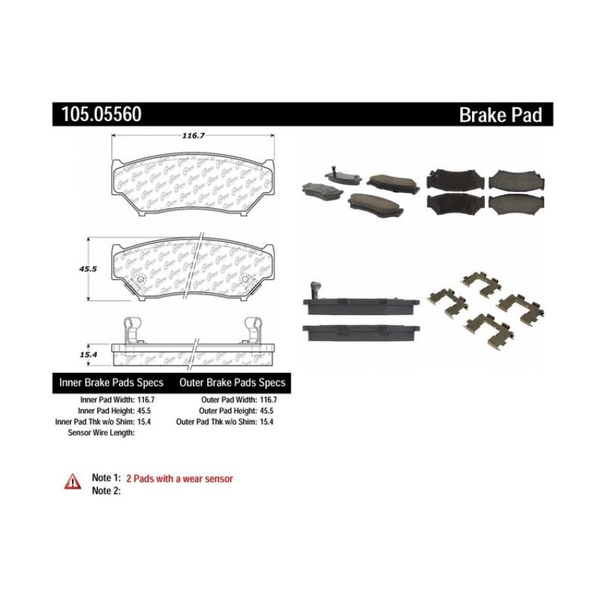 CENTRIC PARTS 105.05560 Posi Quiet Ceramic Brake Pads with Shims and Hardware