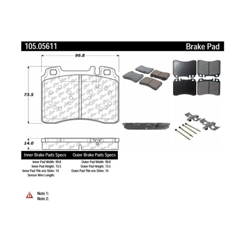 CENTRIC PARTS 105.05611 Posi Quiet Ceramic Brake Pads with Shims and Hardware