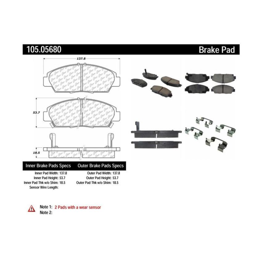 CENTRIC PARTS 105.05680 Posi Quiet Ceramic Brake Pads with Shims and Hardware