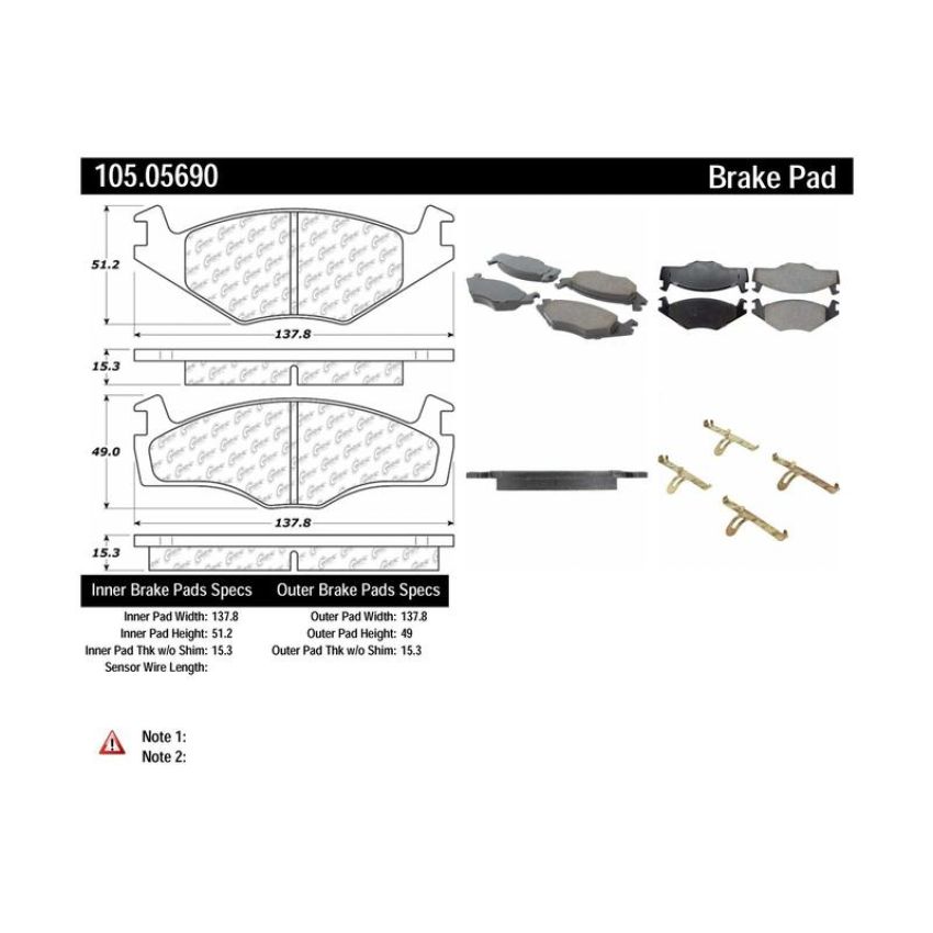 CENTRIC PARTS 105.05690 Posi Quiet Ceramic Brake Pads with Shims and Hardware