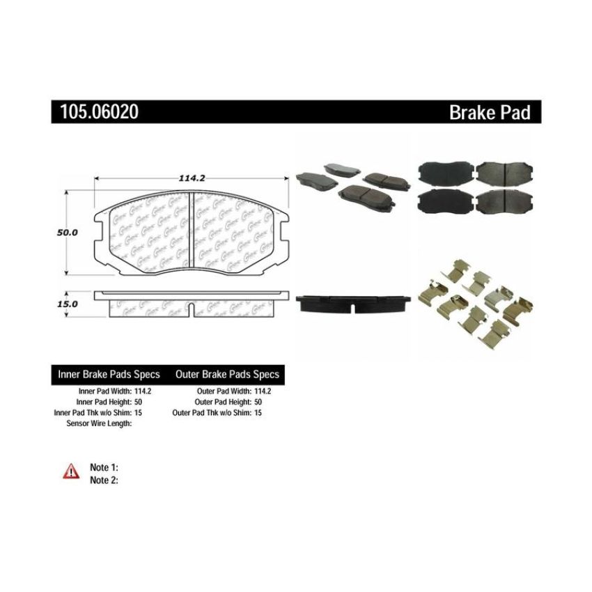 CENTRIC PARTS 105.06020 Posi Quiet Ceramic Brake Pads with Shims and Hardware