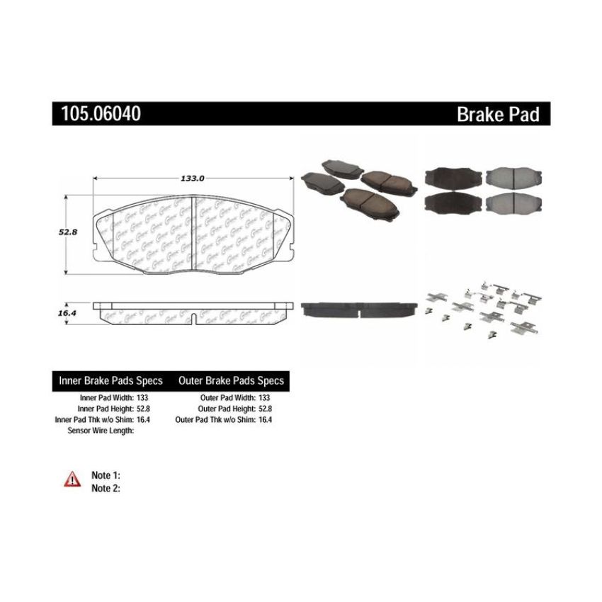 CENTRIC PARTS 105.06040 Posi Quiet Ceramic Brake Pads with Shims and Hardware