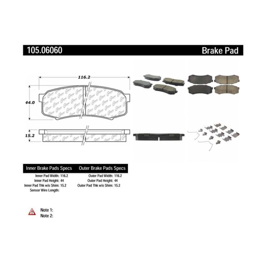 CENTRIC PARTS 105.06060 Posi Quiet Ceramic Brake Pads with Shims and Hardware