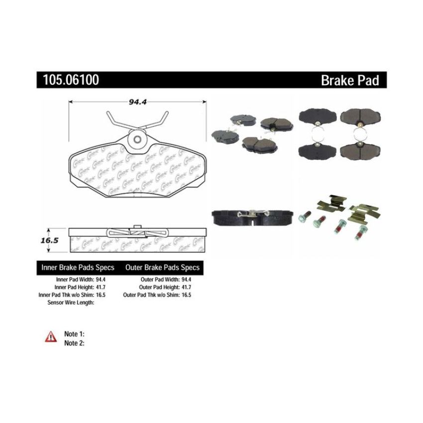 CENTRIC PARTS 105.06100 Posi Quiet Ceramic Brake Pads with Shims and Hardware