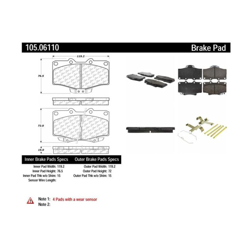 CENTRIC PARTS 105.06110 Posi Quiet Ceramic Brake Pads with Shims and Hardware
