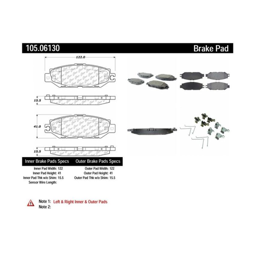 CENTRIC PARTS 105.06130 Posi Quiet Ceramic Brake Pads with Shims and Hardware
