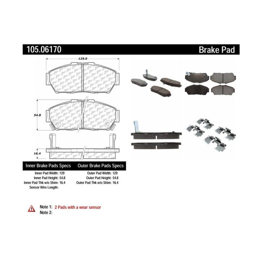 CENTRIC PARTS 105.06170 Posi Quiet Ceramic Brake Pads with Shims and Hardware