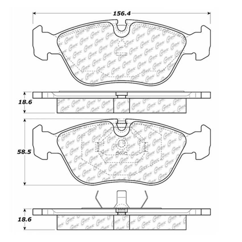 CENTRIC PARTS 105.06180 Posi Quiet Ceramic Brake Pads with Shims and Hardware