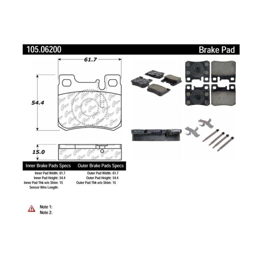 CENTRIC PARTS 105.06200 Posi Quiet Ceramic Brake Pads with Shims and Hardware