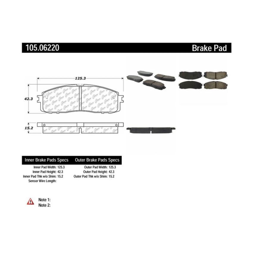 CENTRIC PARTS 105.06220 Posi Quiet Ceramic Brake Pads with Shims