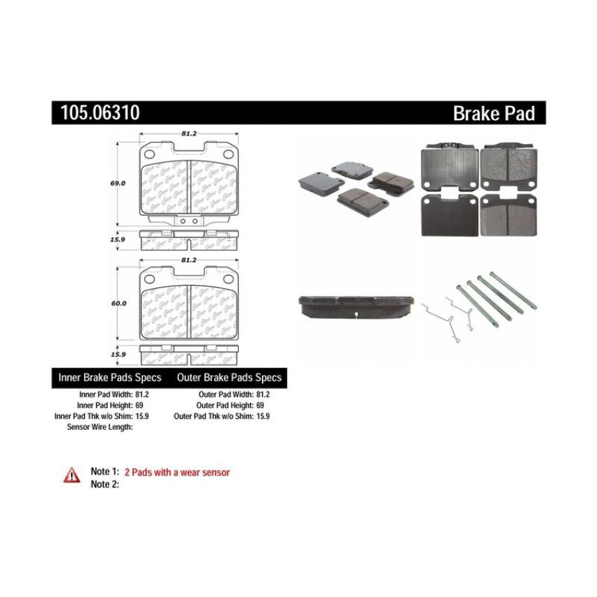 CENTRIC PARTS 105.06310 Posi Quiet Ceramic Brake Pads with Shims and Hardware