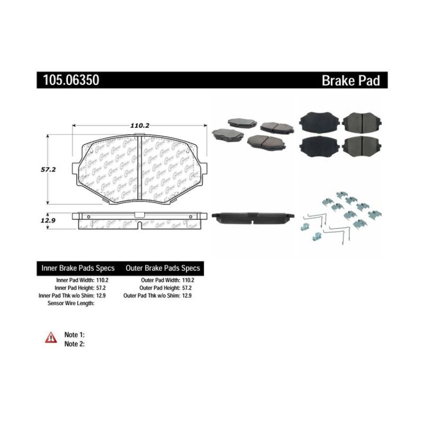 CENTRIC PARTS 105.06350 Posi Quiet Ceramic Brake Pads with Shims and Hardware