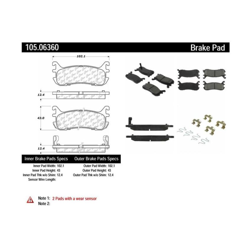 CENTRIC PARTS 105.06360 Posi Quiet Ceramic Brake Pads with Shims and Hardware