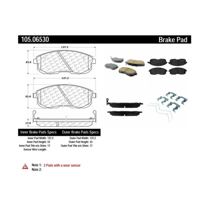 CENTRIC PARTS 105.06530 Posi Quiet Ceramic Brake Pads with Shims and Hardware