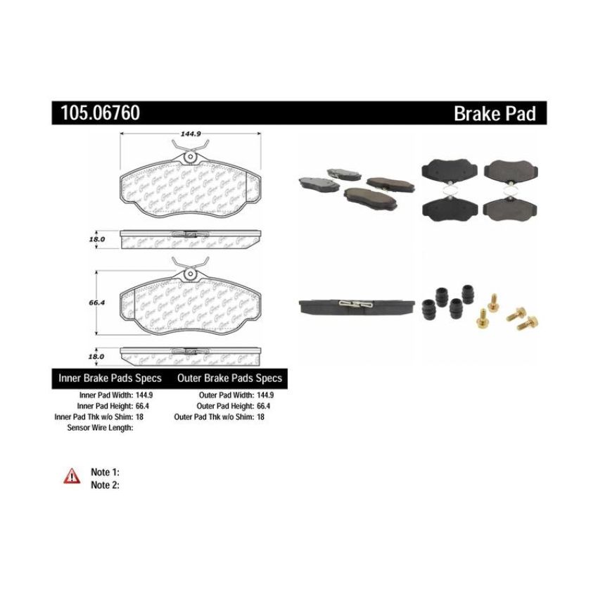 CENTRIC PARTS 105.06760 Posi Quiet Ceramic Brake Pads with Shims and Hardware