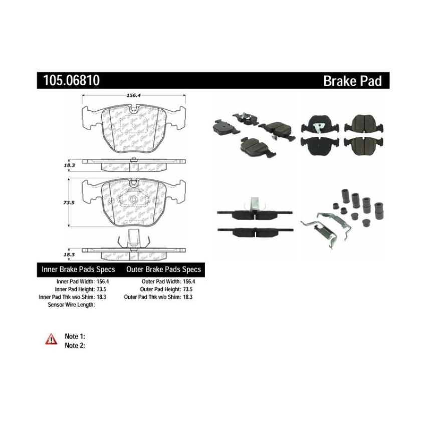 CENTRIC PARTS 105.06810 Posi Quiet Ceramic Brake Pads with Shims and Hardware
