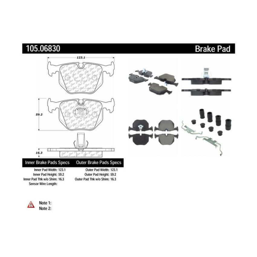 CENTRIC PARTS 105.06830 Posi Quiet Ceramic Brake Pads with Shims and Hardware