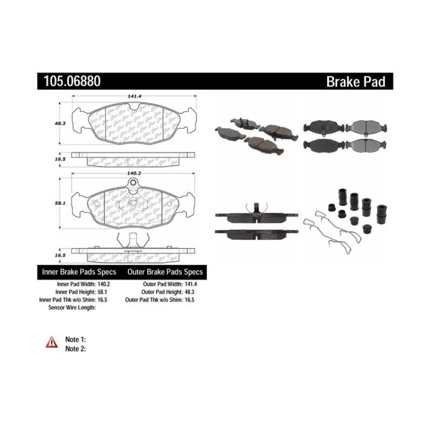 CENTRIC PARTS 105.06880 Posi Quiet Ceramic Brake Pads with Shims and Hardware