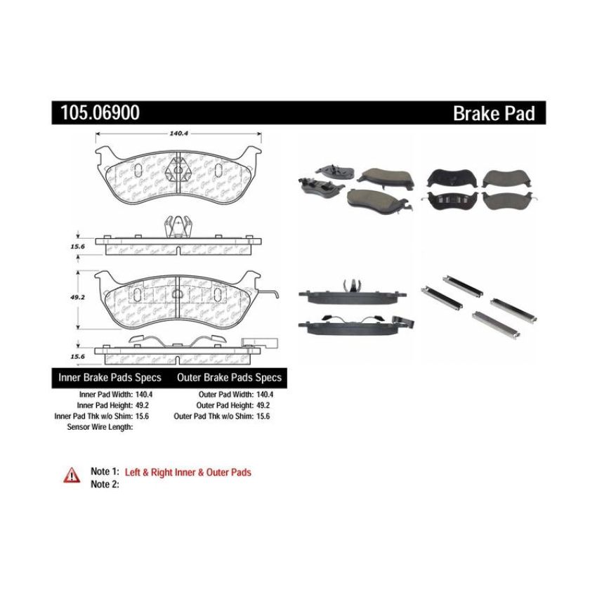 CENTRIC PARTS 105.06900 Posi Quiet Ceramic Brake Pads with Shims and Hardware
