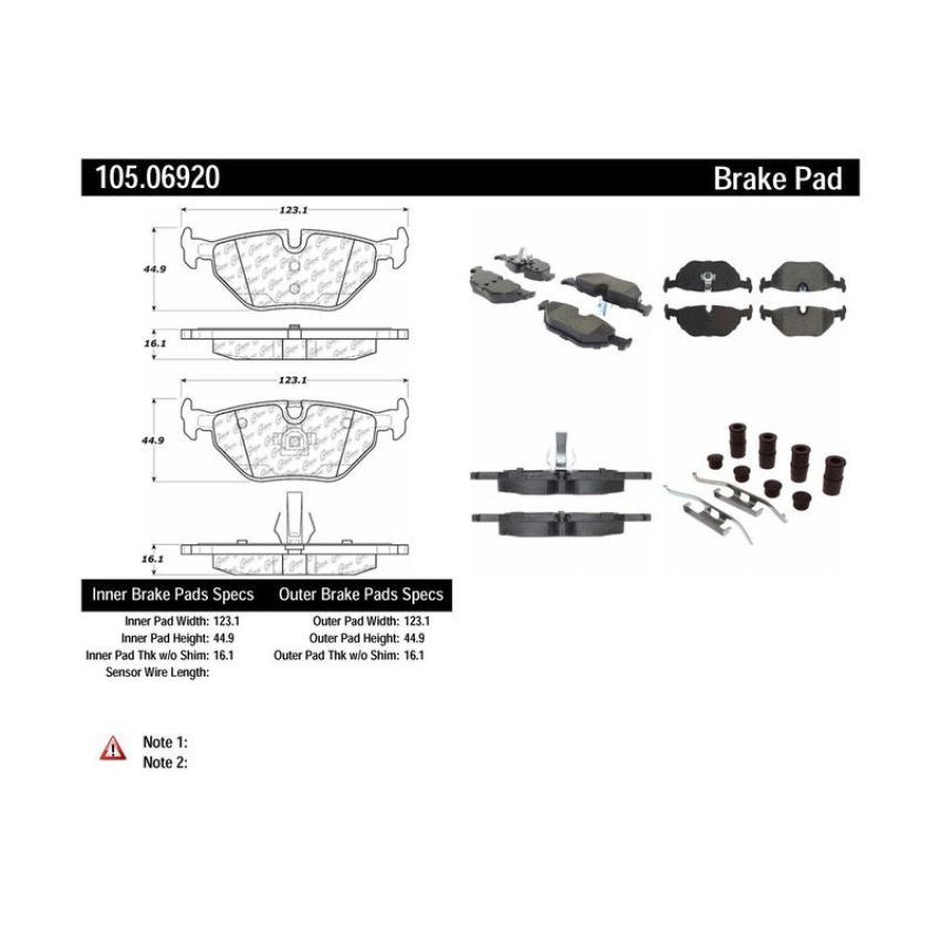 CENTRIC PARTS 105.06920 Posi Quiet Ceramic Brake Pads with Shims and Hardware
