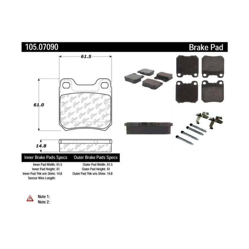 CENTRIC PARTS 105.07090 Posi Quiet Ceramic Brake Pads with Shims and Hardware