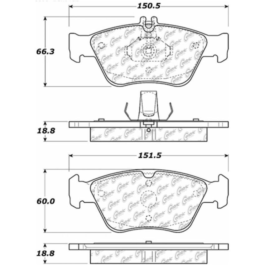 CENTRIC PARTS 105.07100 Posi Quiet Ceramic Brake Pads with Shims and Hardware