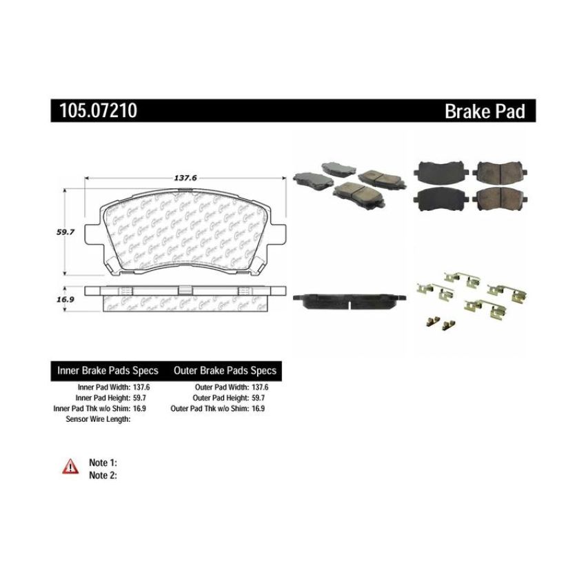 CENTRIC PARTS 105.07210 Posi Quiet Ceramic Brake Pads with Shims and Hardware