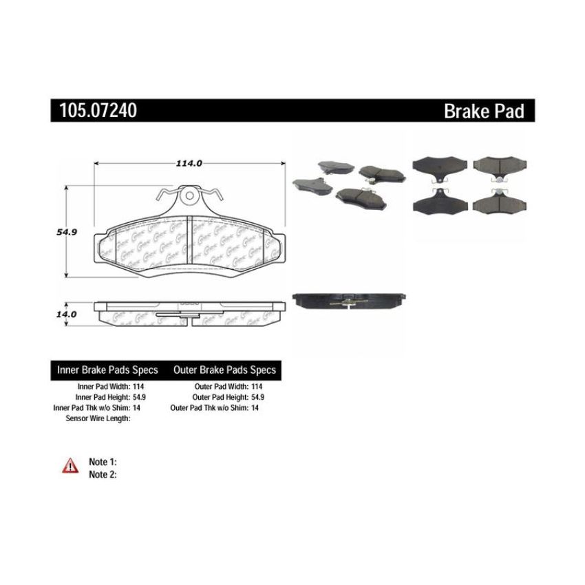 CENTRIC PARTS 105.07240 Posi Quiet Ceramic Brake Pads with Shims