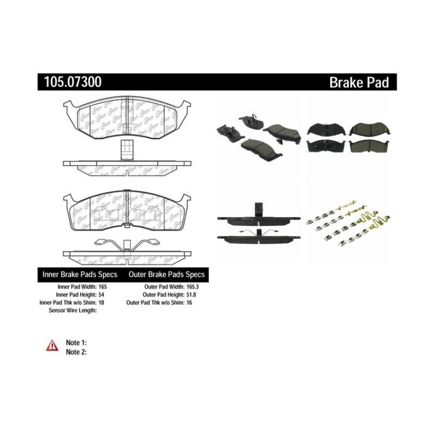 CENTRIC PARTS 105.07300 Posi Quiet Ceramic Brake Pads with Shims and Hardware