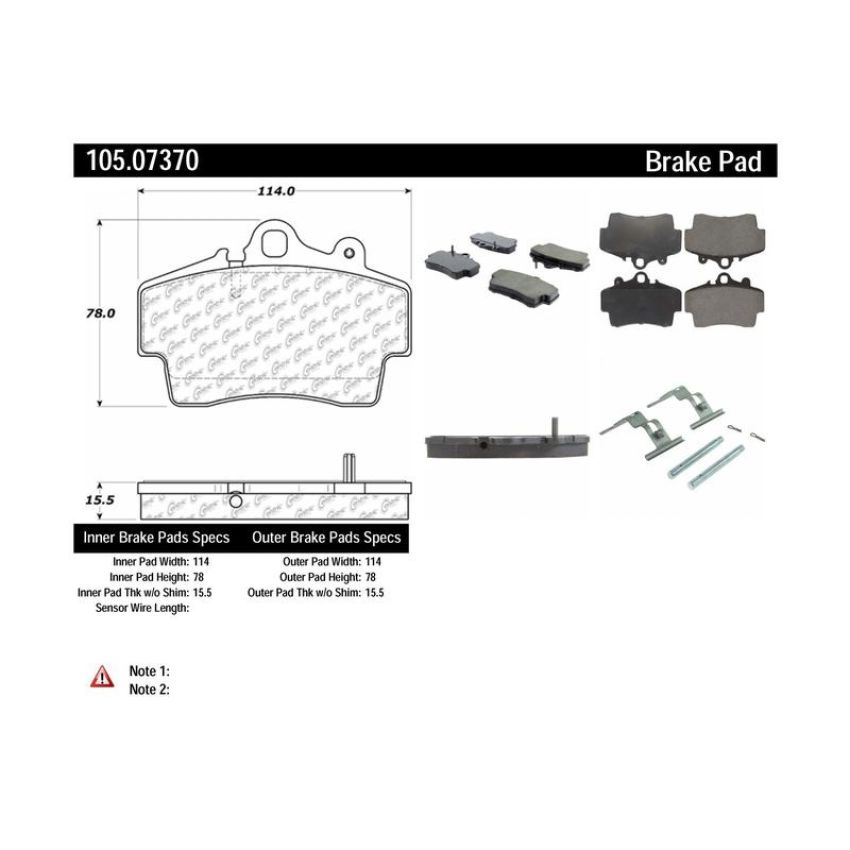 CENTRIC PARTS 105.07370 Posi Quiet Ceramic Brake Pads with Shims and Hardware