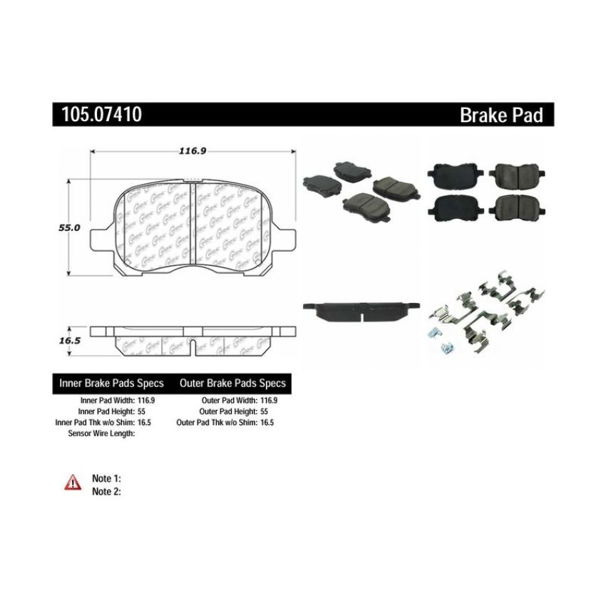 CENTRIC PARTS 105.07410 Posi Quiet Ceramic Brake Pads with Shims and Hardware