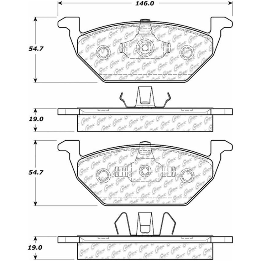 CENTRIC PARTS 105.07680 Posi Quiet Ceramic Brake Pads with Shims and Hardware