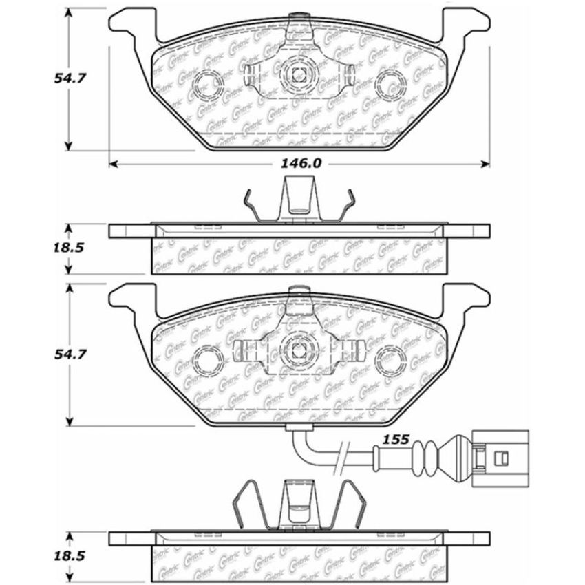 CENTRIC PARTS 105.07681 Posi Quiet Ceramic Brake Pads with Shims and Hardware