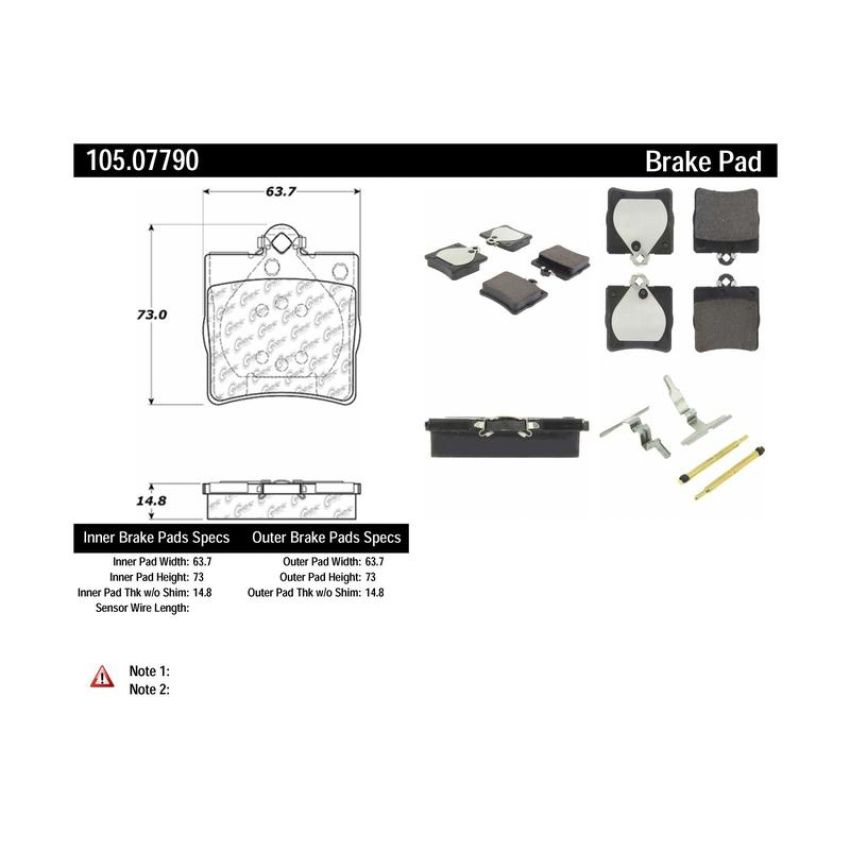 CENTRIC PARTS 105.07790 Posi Quiet Ceramic Brake Pads with Shims and Hardware