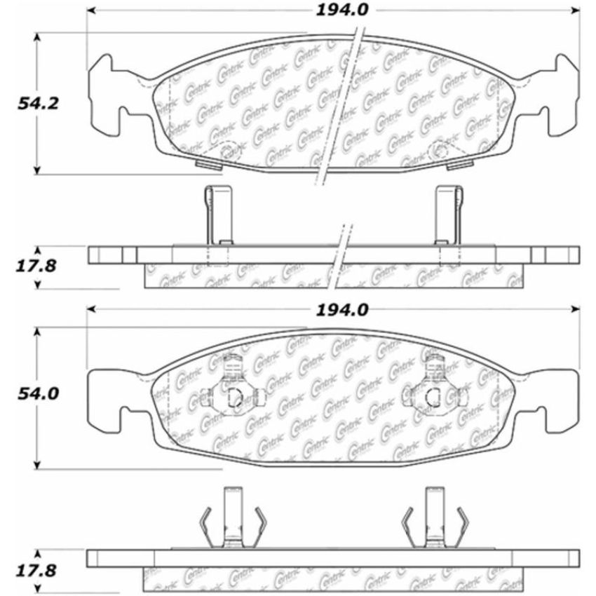 CENTRIC PARTS 105.07900 Posi Quiet Ceramic Brake Pads with Shims and Hardware