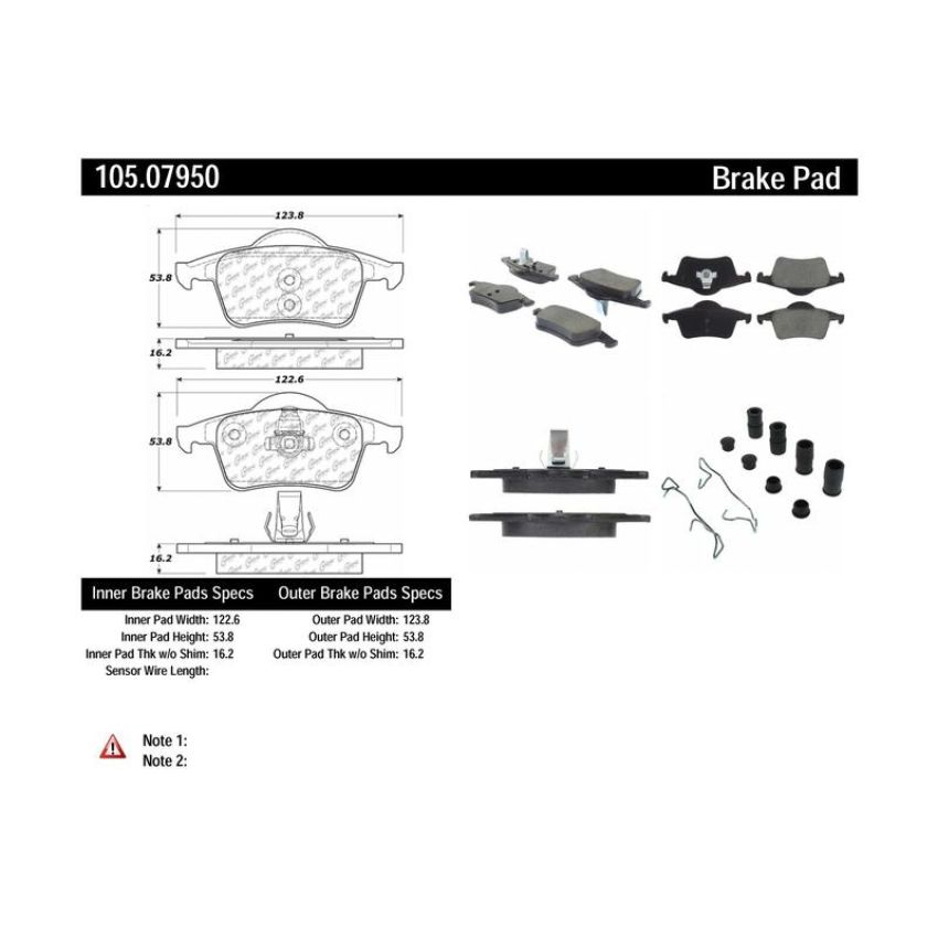 CENTRIC PARTS 105.07950 Posi Quiet Ceramic Brake Pads with Shims and Hardware