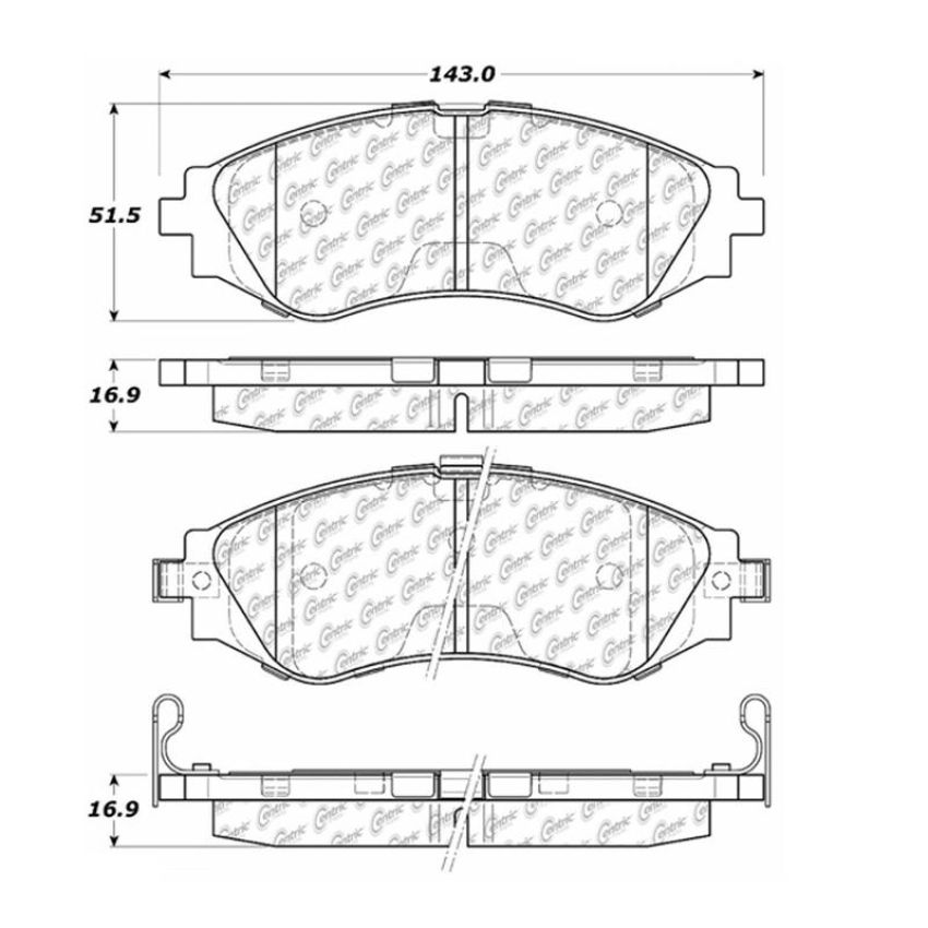 CENTRIC PARTS 105.07970 Posi Quiet Ceramic Brake Pads with Shims and Hardware