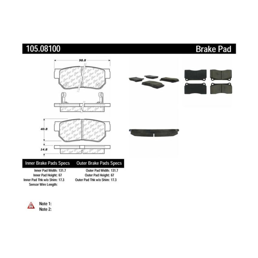 CENTRIC PARTS 105.08100 Posi Quiet Ceramic Brake Pads with Shims