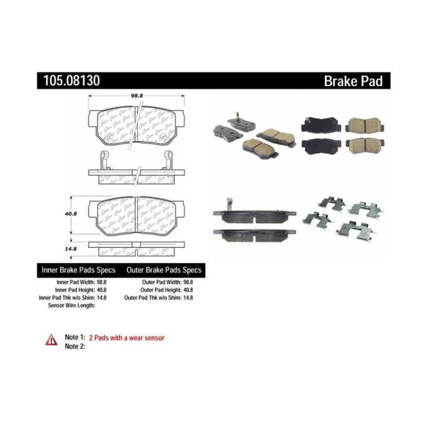 CENTRIC PARTS 105.08130 Posi Quiet Ceramic Brake Pads with Shims and Hardware