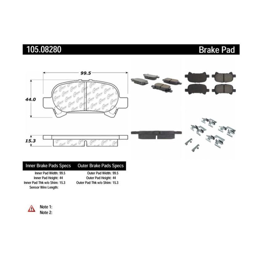 CENTRIC PARTS 105.08280 Posi Quiet Ceramic Brake Pads with Shims and Hardware