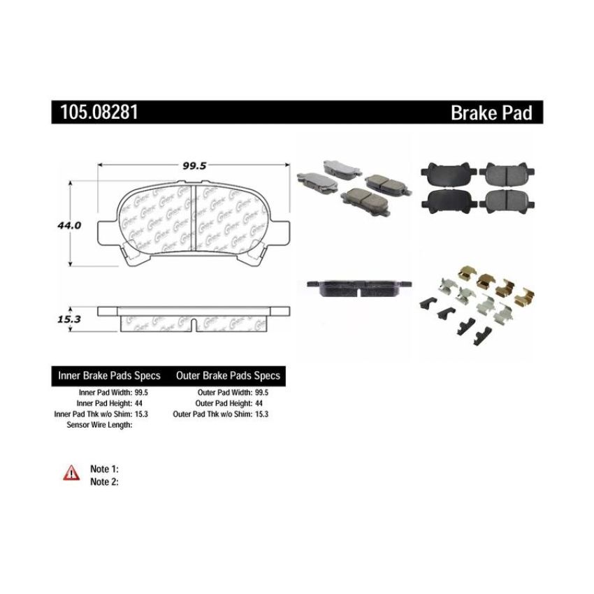 CENTRIC PARTS 105.08281 Posi Quiet Ceramic Brake Pads with Shims and Hardware