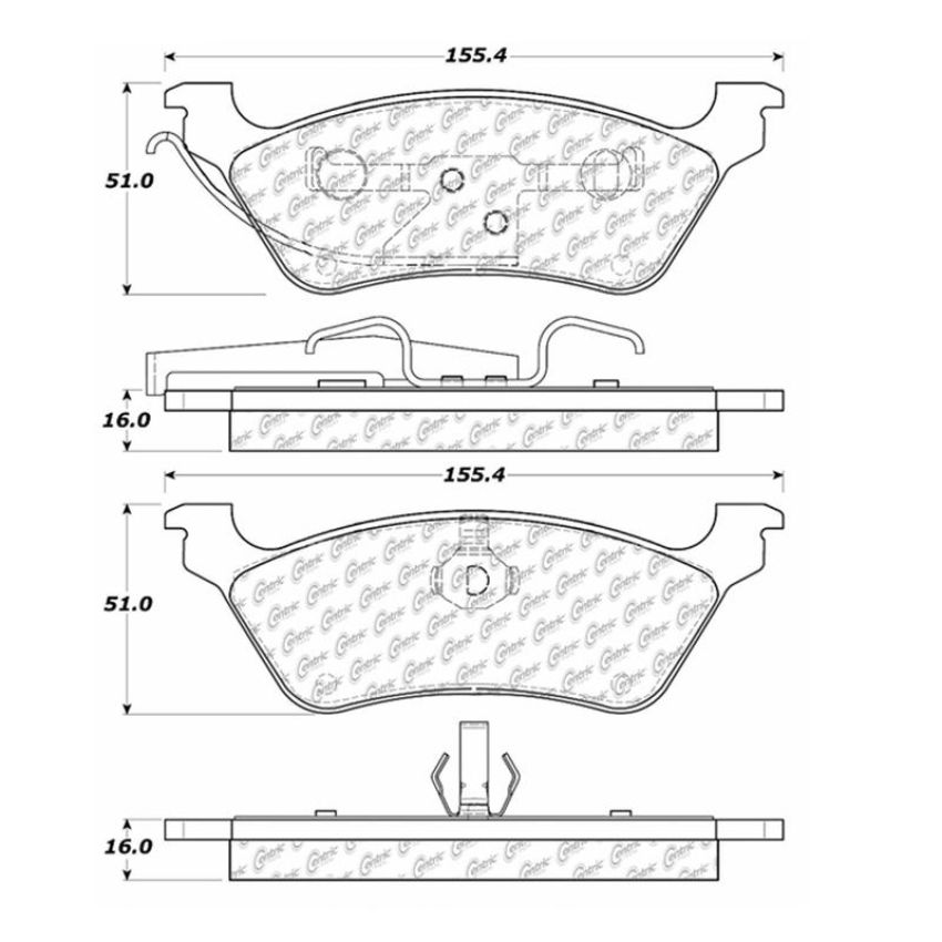 CENTRIC PARTS 105.08580 Posi Quiet Ceramic Brake Pads with Shims