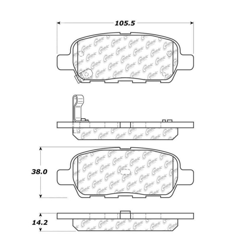 CENTRIC PARTS 105.09051 Posi Quiet Ceramic Brake Pads with Shims and Hardware